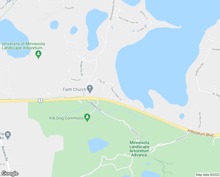 map of restaurants, bars, coffee shops, grocery stores, and more near 3891 Lone Cedar Lane in Chaska