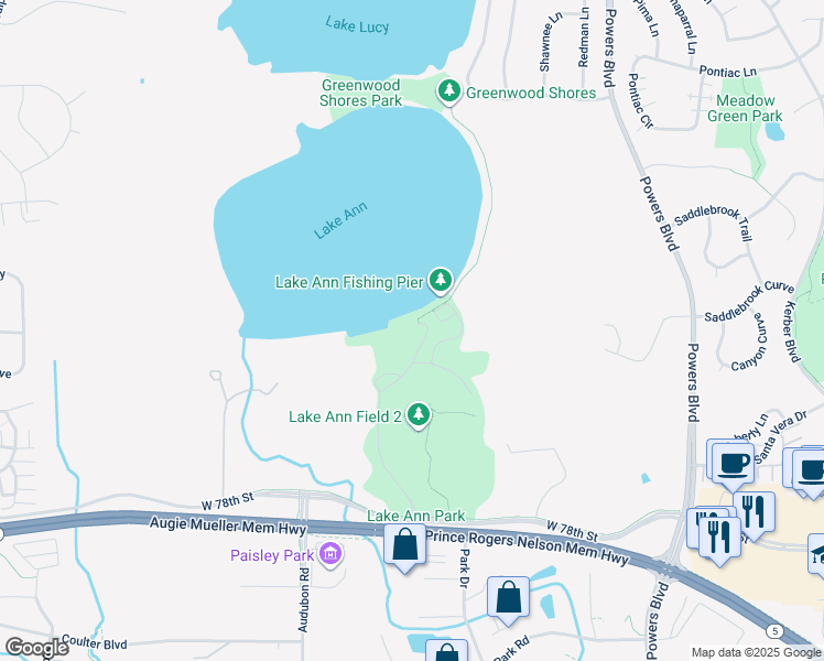 map of restaurants, bars, coffee shops, grocery stores, and more near 1456 West 78th Street in Chanhassen
