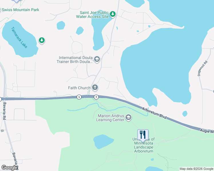 map of restaurants, bars, coffee shops, grocery stores, and more near 3887 Forest Ridge Circle in Chaska