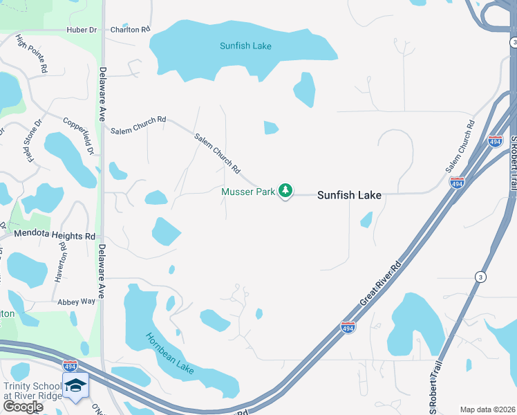 map of restaurants, bars, coffee shops, grocery stores, and more near 260 Salem Church Road in Saint Paul