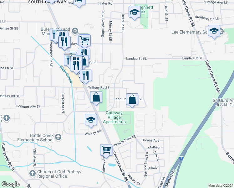 map of restaurants, bars, coffee shops, grocery stores, and more near 1966 Hawksview Avenue Southeast in Salem