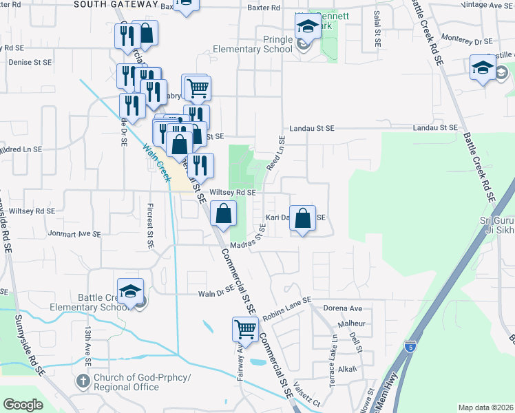 map of restaurants, bars, coffee shops, grocery stores, and more near 1924 Brookvale Avenue Southeast in Salem