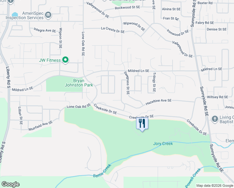 map of restaurants, bars, coffee shops, grocery stores, and more near 5920 Montevallo Street Southeast in Salem