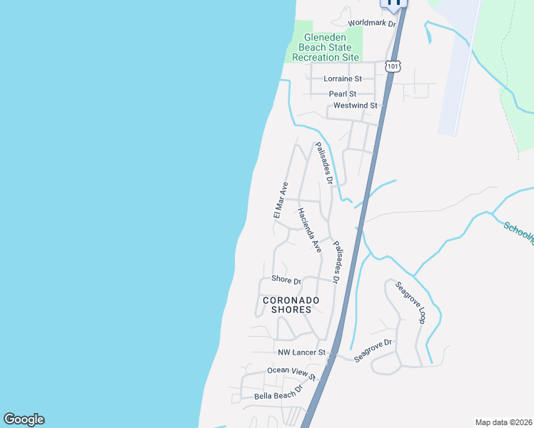map of restaurants, bars, coffee shops, grocery stores, and more near 5725 El Mar in Lincoln City