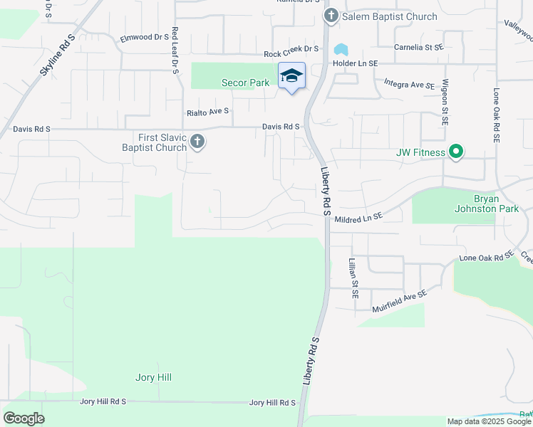 map of restaurants, bars, coffee shops, grocery stores, and more near 1322 Big Mountain Avenue South in Salem