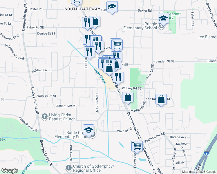 map of restaurants, bars, coffee shops, grocery stores, and more near 1665-1677 Wiltsey Road Southeast in Salem