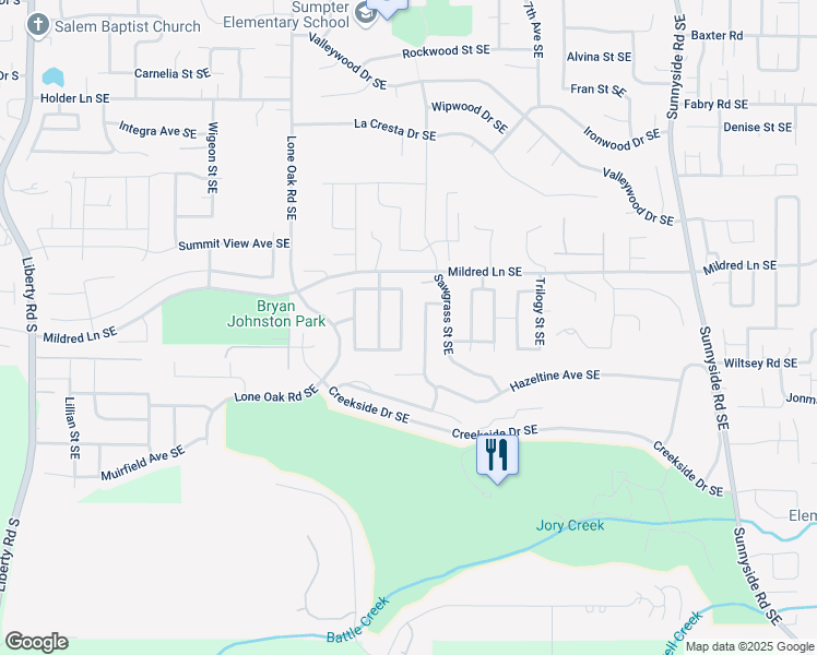 map of restaurants, bars, coffee shops, grocery stores, and more near 5920 Montevallo Street Southeast in Salem