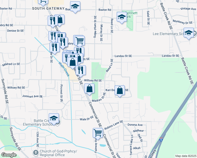map of restaurants, bars, coffee shops, grocery stores, and more near 1882 Wiltsey Road Southeast in Salem