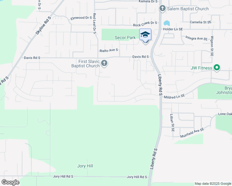 map of restaurants, bars, coffee shops, grocery stores, and more near 6012 Eagle Dance Street South in Salem