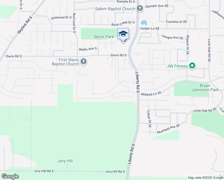 map of restaurants, bars, coffee shops, grocery stores, and more near 1322 Big Mountain Avenue South in Salem