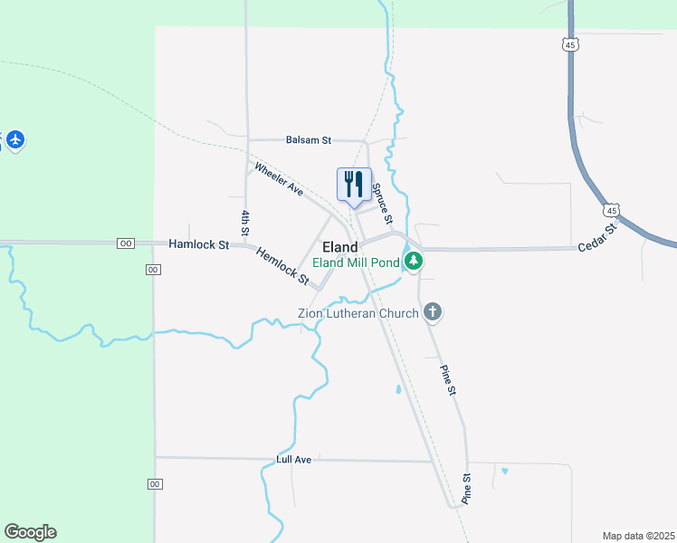 map of restaurants, bars, coffee shops, grocery stores, and more near N7666 1st Street in Eland