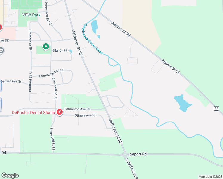 map of restaurants, bars, coffee shops, grocery stores, and more near 1323 Southfork Drive Southeast in Hutchinson