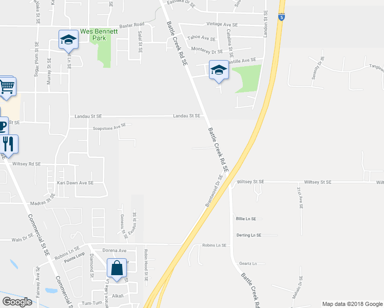 map of restaurants, bars, coffee shops, grocery stores, and more near 2650 Rocky Way Southeast in Salem