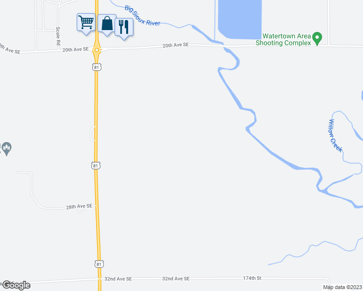 map of restaurants, bars, coffee shops, grocery stores, and more near 110 28th Avenue Southeast in Watertown