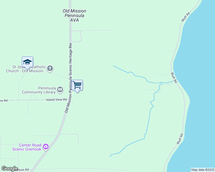 map of restaurants, bars, coffee shops, grocery stores, and more near 12586 Center Road in Traverse City