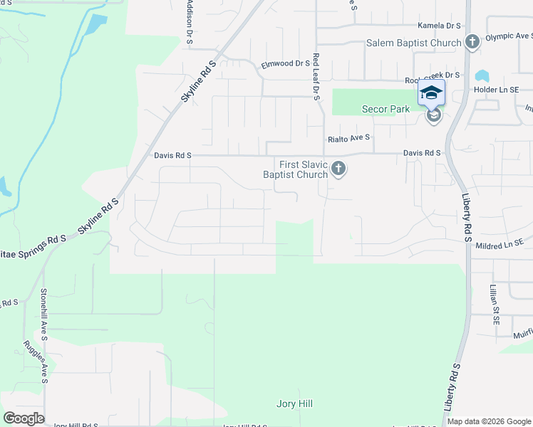 map of restaurants, bars, coffee shops, grocery stores, and more near 5882 Sorrento Street in Salem