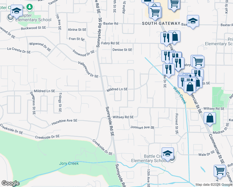 map of restaurants, bars, coffee shops, grocery stores, and more near 5892 Cobalt Loop Southeast in Salem