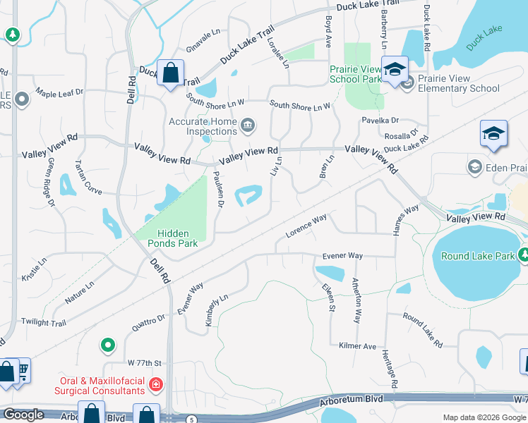 map of restaurants, bars, coffee shops, grocery stores, and more near 17966 Liv Lane in Eden Prairie