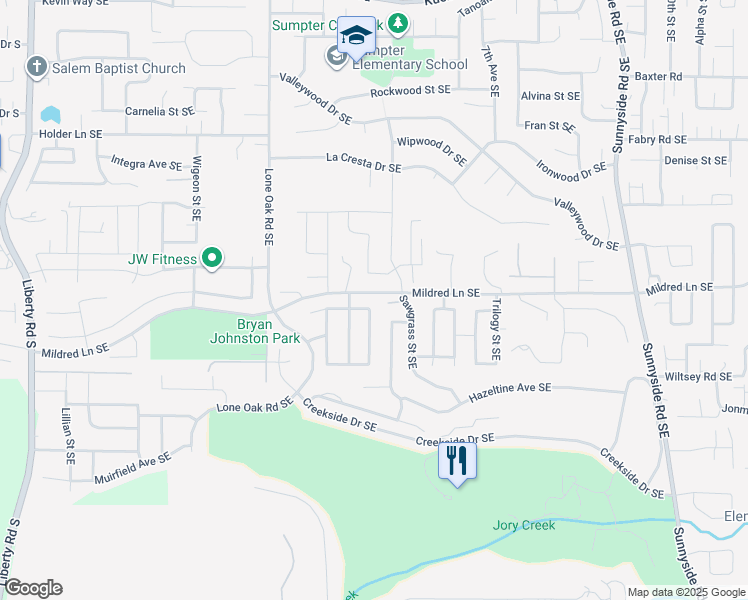 map of restaurants, bars, coffee shops, grocery stores, and more near 585 Grandover Avenue Southeast in Salem