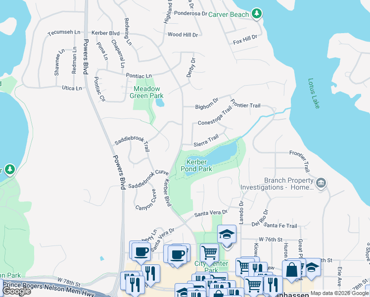 map of restaurants, bars, coffee shops, grocery stores, and more near 761 Sierra Trl in Chanhassen