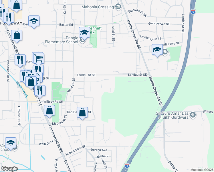 map of restaurants, bars, coffee shops, grocery stores, and more near 2365 Red Shale Avenue Southeast in Salem