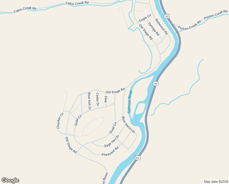 map of restaurants, bars, coffee shops, grocery stores, and more near Old Stage Road in Lemhi County