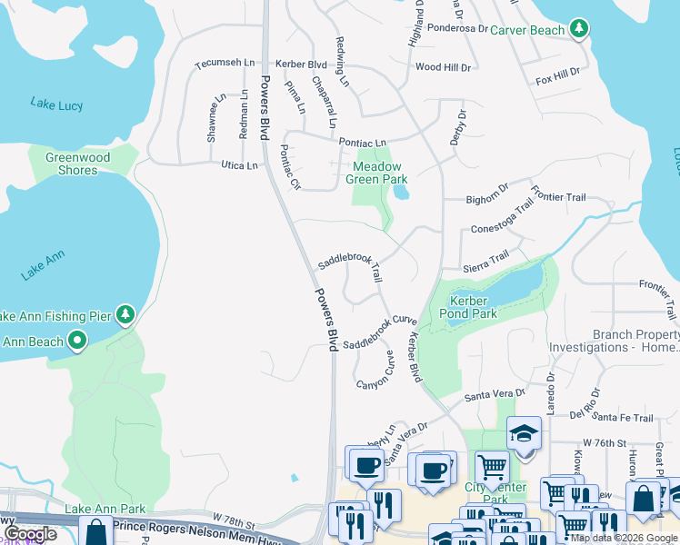 map of restaurants, bars, coffee shops, grocery stores, and more near 7260 Cactus Curve in Chanhassen