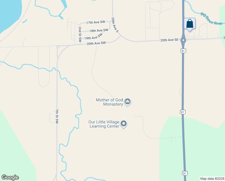 map of restaurants, bars, coffee shops, grocery stores, and more near 2500 5th Street Southeast in Watertown
