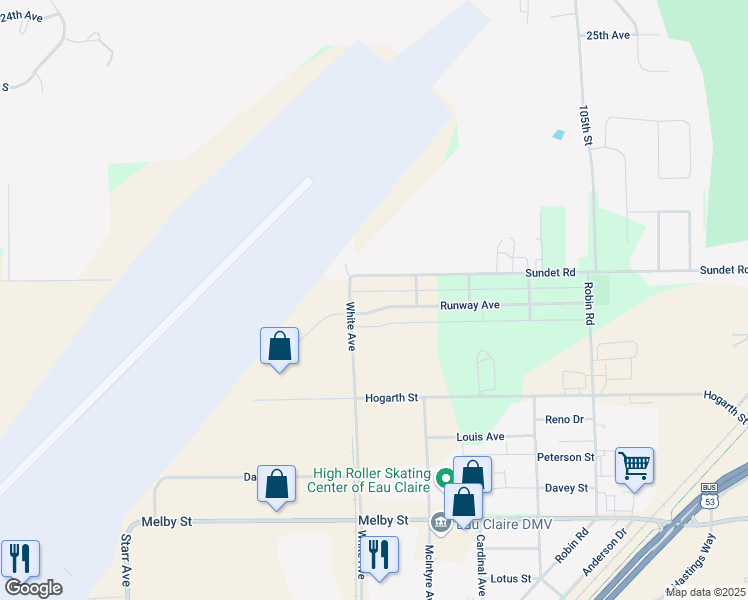 map of restaurants, bars, coffee shops, grocery stores, and more near in Eau Claire