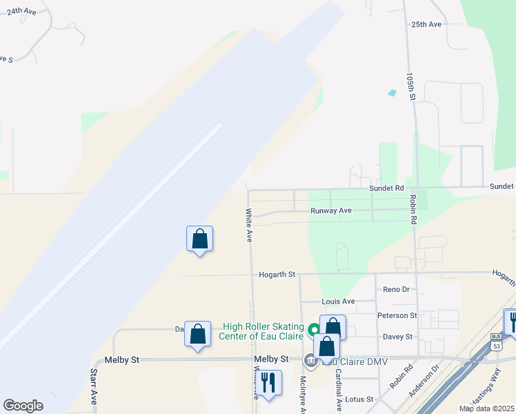 map of restaurants, bars, coffee shops, grocery stores, and more near in Eau Claire