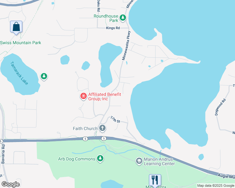 map of restaurants, bars, coffee shops, grocery stores, and more near 3921 Minnewashta Court in Excelsior