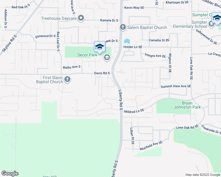 map of restaurants, bars, coffee shops, grocery stores, and more near 1168 Mariel Place South in Salem