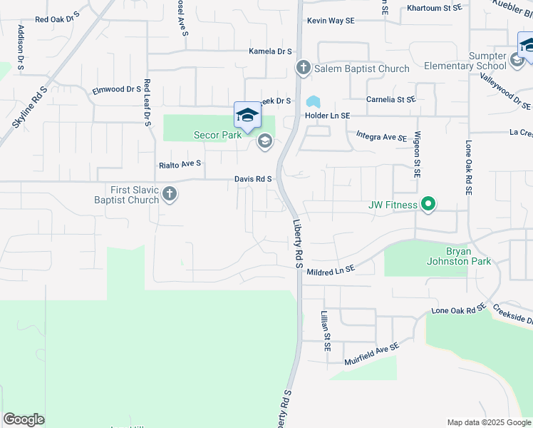 map of restaurants, bars, coffee shops, grocery stores, and more near 1168 Mariel Place South in Salem