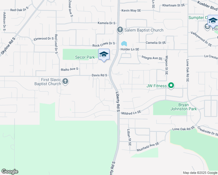 map of restaurants, bars, coffee shops, grocery stores, and more near 1175 Mariel Place South in Salem