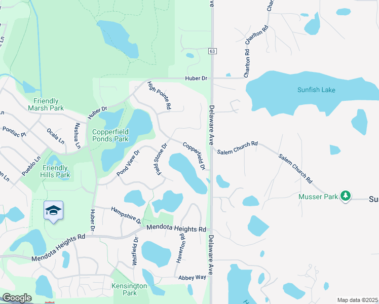 map of restaurants, bars, coffee shops, grocery stores, and more near 2298 Copperfield Drive in Mendota Heights