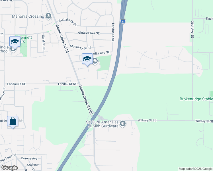 map of restaurants, bars, coffee shops, grocery stores, and more near 5760 Landon Street Southeast in Salem