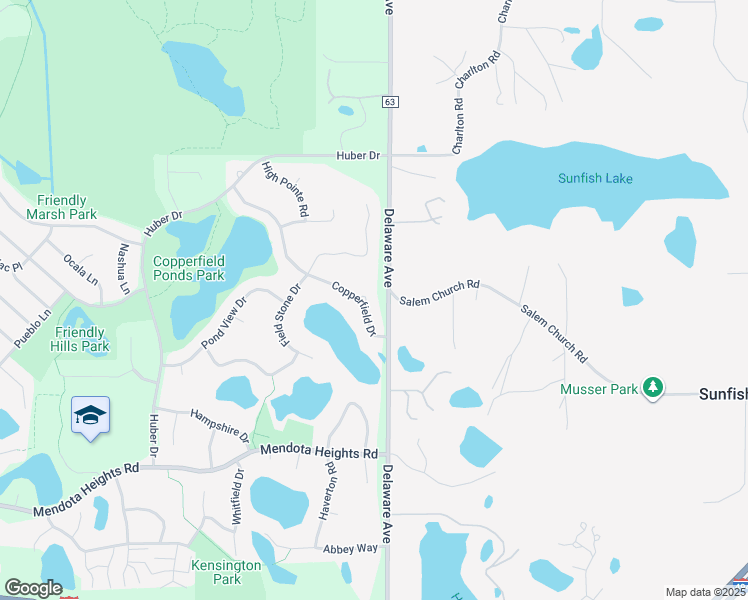 map of restaurants, bars, coffee shops, grocery stores, and more near 2320 Copperfield Drive in Mendota Heights