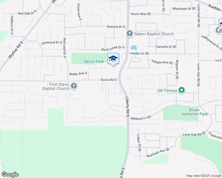 map of restaurants, bars, coffee shops, grocery stores, and more near 5730 Joynak Street South in Salem