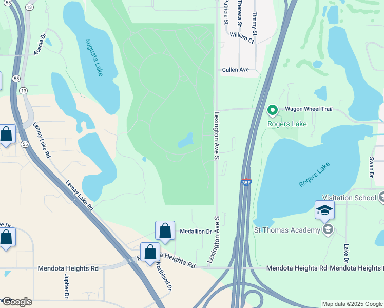 map of restaurants, bars, coffee shops, grocery stores, and more near 2201 Lexington Avenue South in Mendota Heights