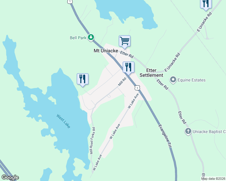 map of restaurants, bars, coffee shops, grocery stores, and more near 29 B Mill Road in Mount Uniacke