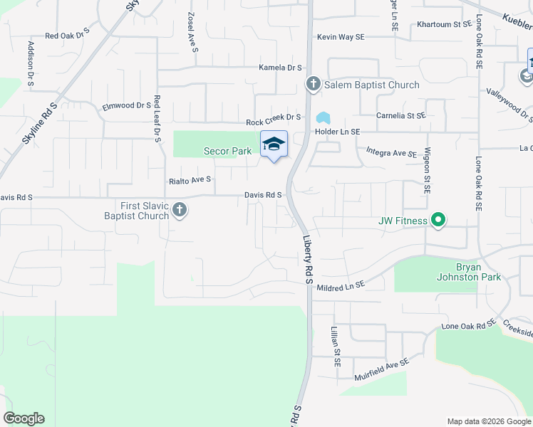 map of restaurants, bars, coffee shops, grocery stores, and more near 5723 Joynak Street South in Salem