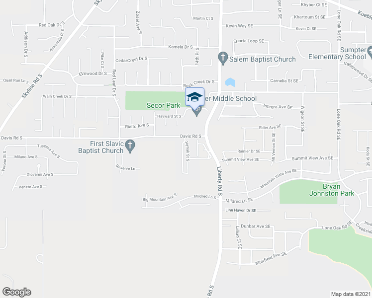 map of restaurants, bars, coffee shops, grocery stores, and more near 5723 Joynak Street South in Salem