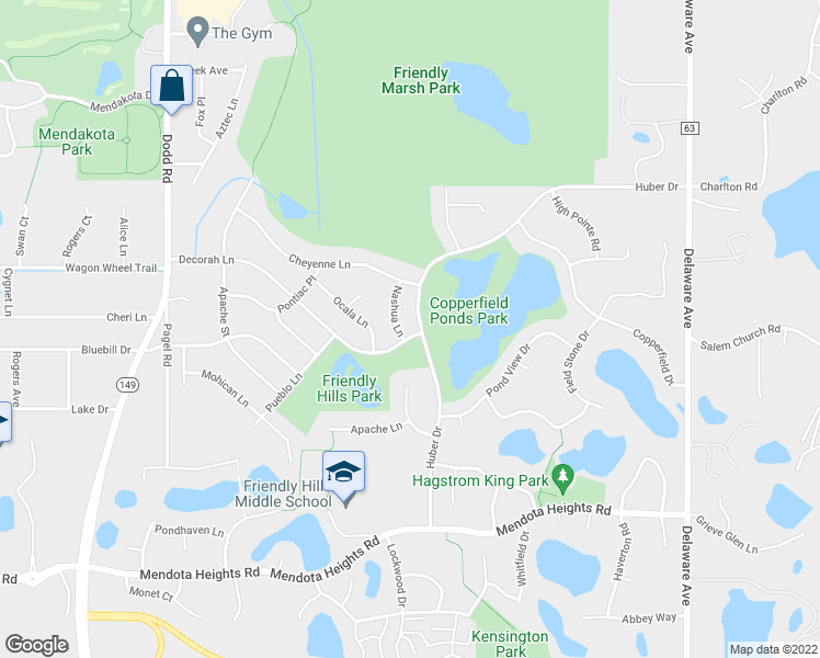 map of restaurants, bars, coffee shops, grocery stores, and more near 2312 Nashua Lane in Mendota Heights