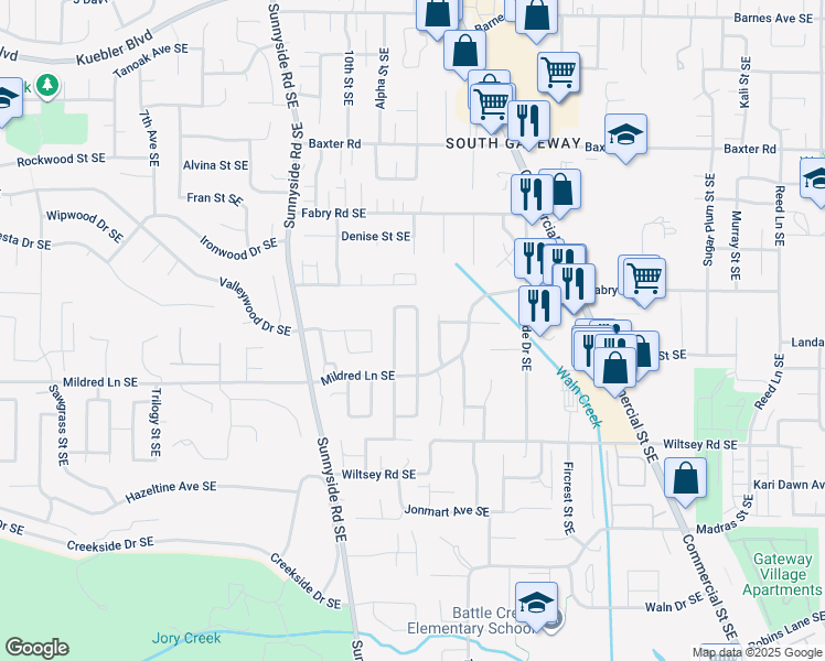 map of restaurants, bars, coffee shops, grocery stores, and more near 5694 Moonstone Loop Southeast in Salem