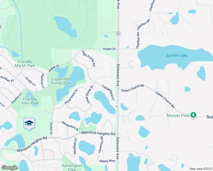 map of restaurants, bars, coffee shops, grocery stores, and more near 2298 Copperfield Drive in Mendota Heights