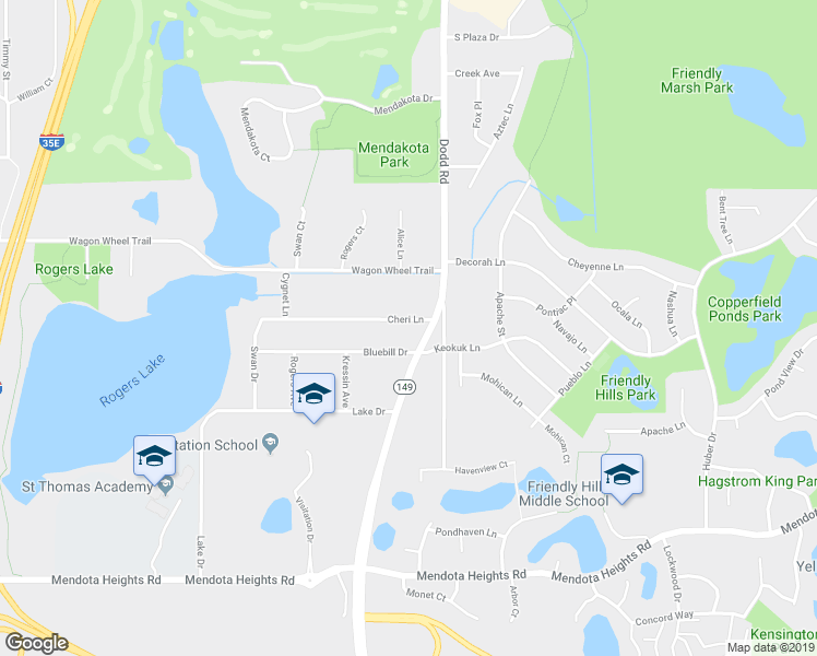 map of restaurants, bars, coffee shops, grocery stores, and more near 820 Cheri Lane in Saint Paul