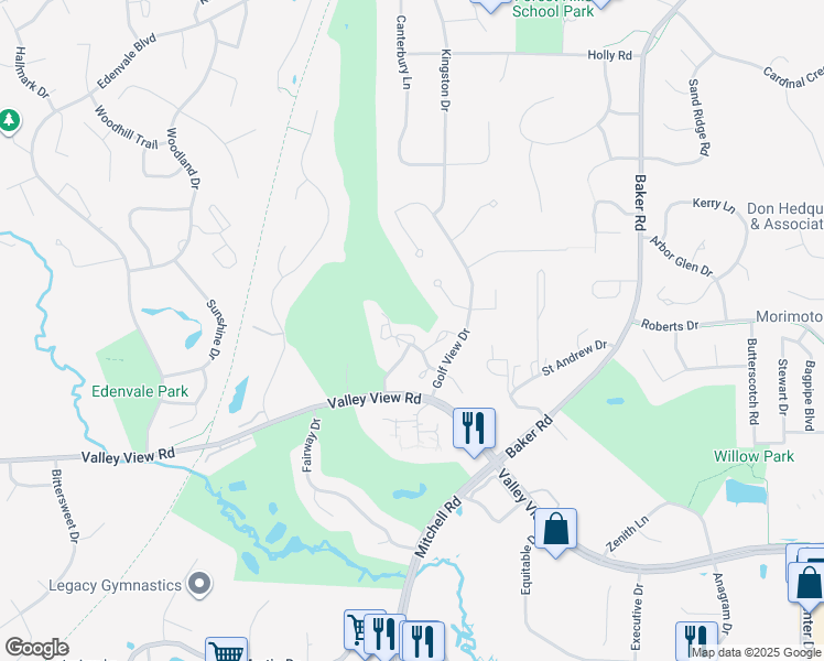 map of restaurants, bars, coffee shops, grocery stores, and more near 14240 Bedford Drive in Eden Prairie