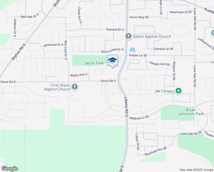 map of restaurants, bars, coffee shops, grocery stores, and more near 5719 Joynak Street South in Salem