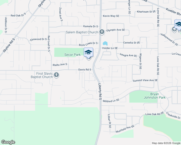 map of restaurants, bars, coffee shops, grocery stores, and more near 1175 Mariel Place South in Salem