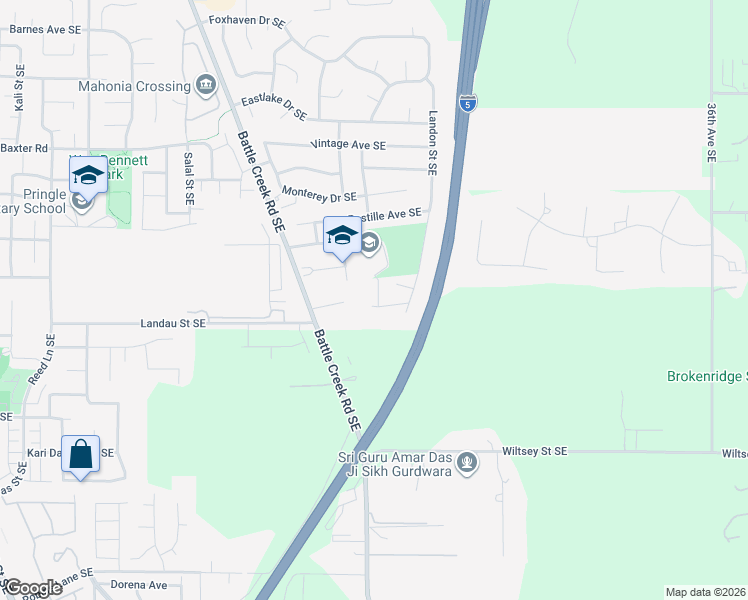 map of restaurants, bars, coffee shops, grocery stores, and more near 2845 Rocky Ridge Avenue Southeast in Salem